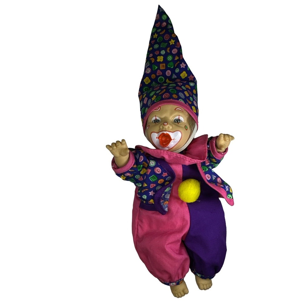 Vintage GI-GO Toy Beanie Clown Baby Doll Palm Dolls 1990's Made In China